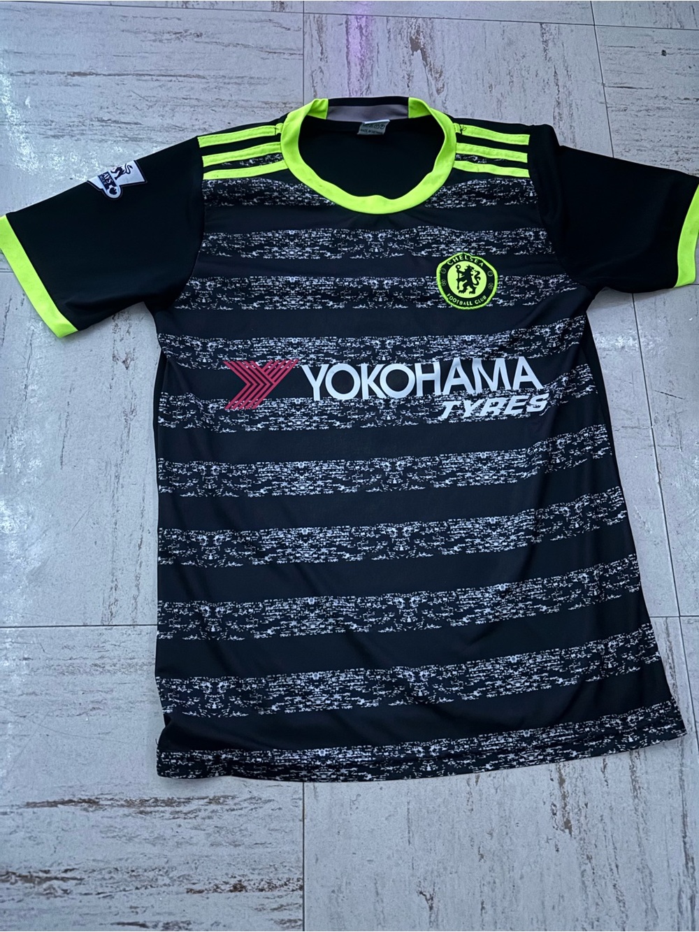Kids' Black Football Jersey with Neon Yellow Accents - Yokohama Print